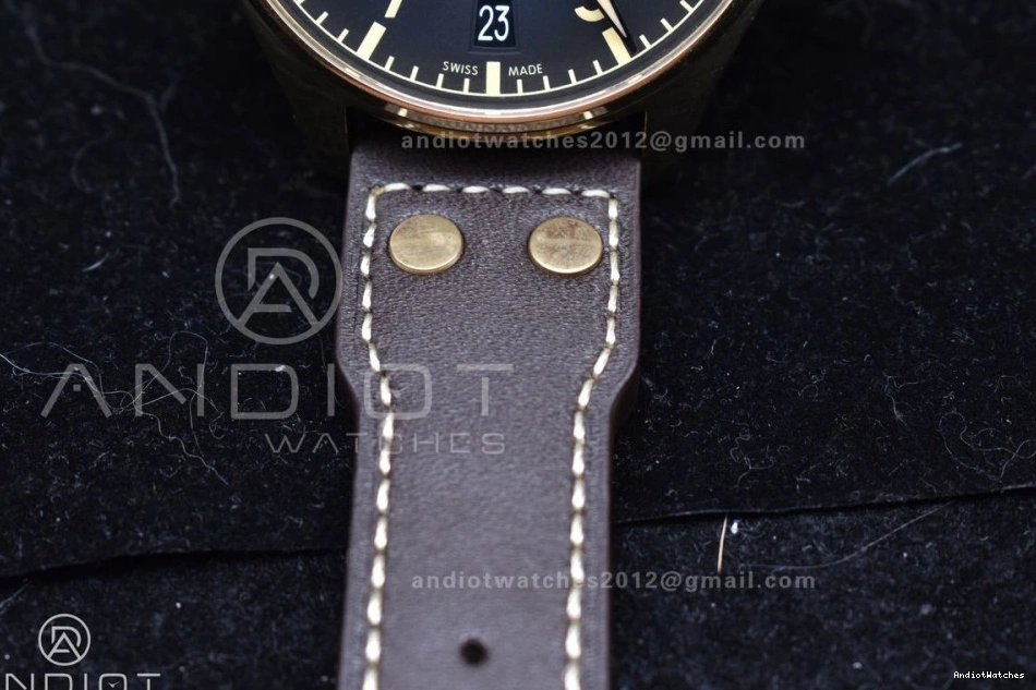 Brown on ZF Leather A Bronze Strap IW501005 Minimalist Real 519 1:1 Edition Dial Pilot Black Big Best 1121
